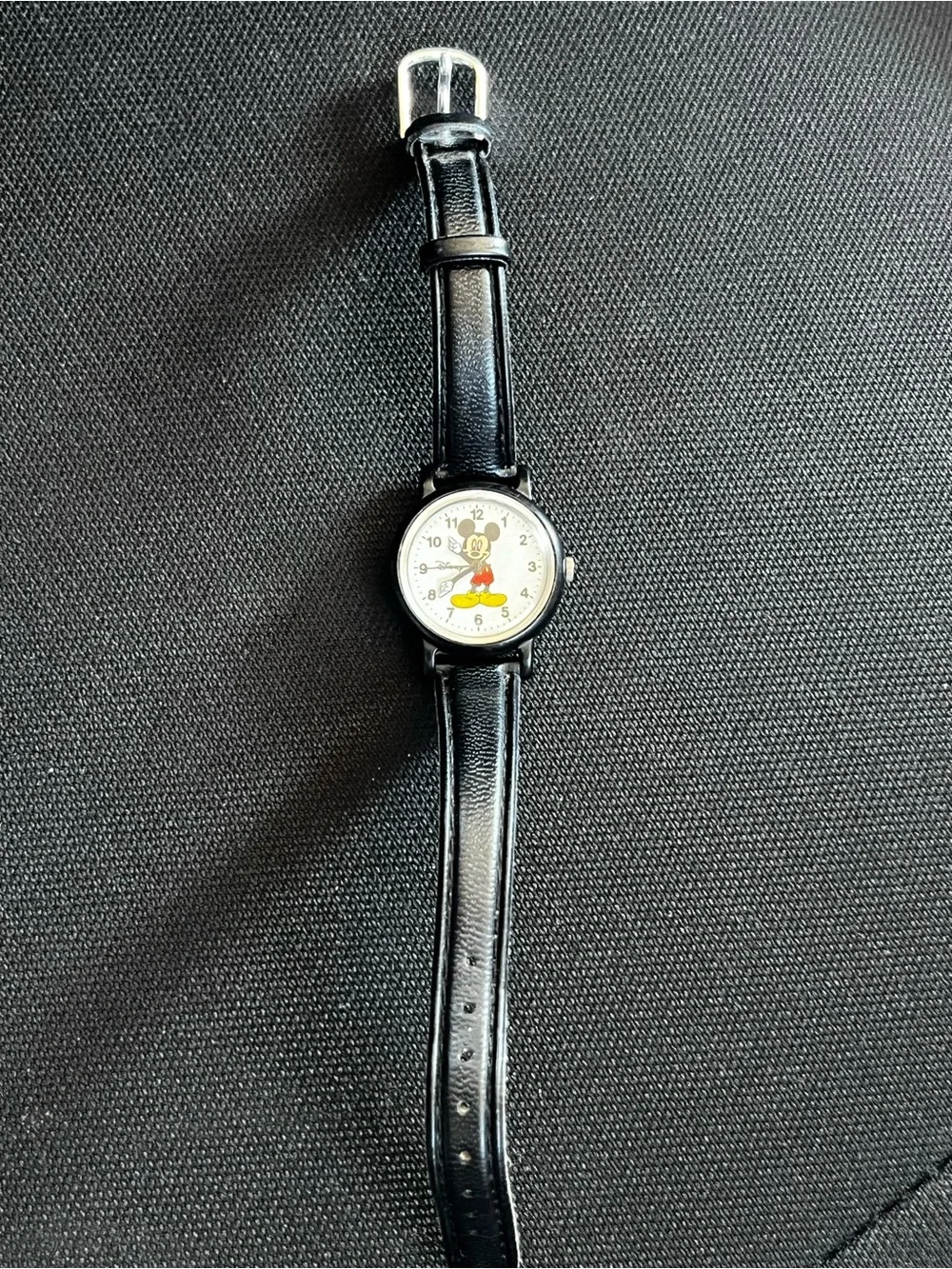 Disney Black & Tan Strap Wristwatch with Logo Back